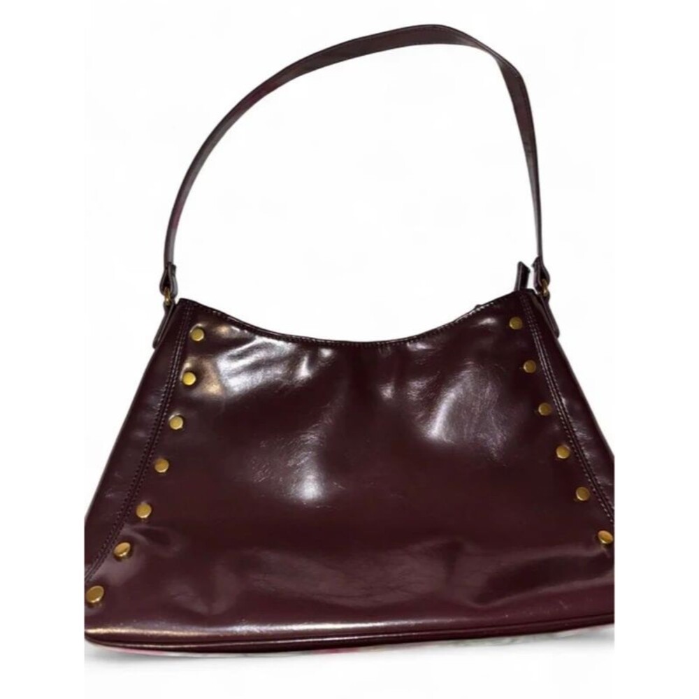 Vintage 90s Y2K Boho Cross faux leather burgundy/cherry red purse with gold stud